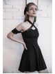 Steam Punk Female Black Hollow Off-the-shoulder High Waist Dress