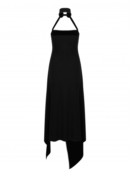 Steam Punk Female Black Strap Split Off-the-shoulder Elastic Dress