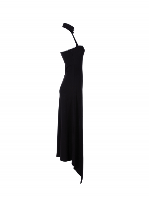 Steam Punk Female Black Strap Split Off-the-shoulder Elastic Dress