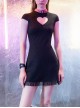 Steam Punk Female Heart Shaped Hollow Pink Buckle Collar Lace Stitching Dress