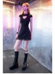 Steam Punk Female Heart Shaped Hollow Pink Buckle Collar Lace Stitching Dress