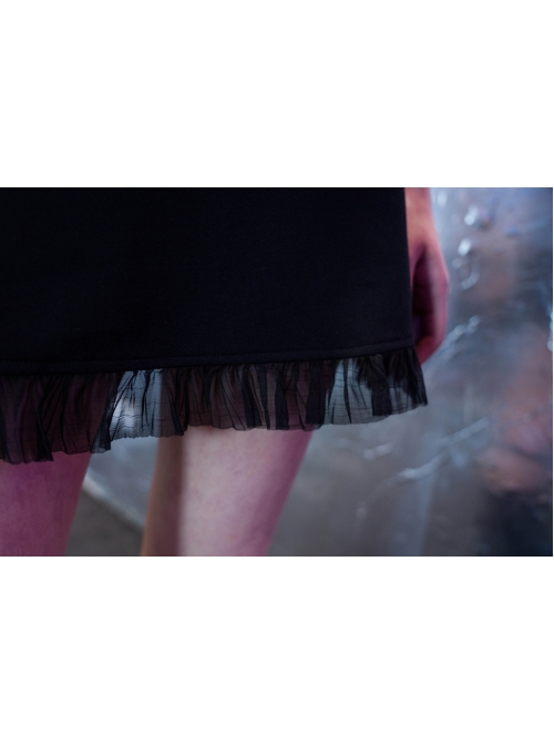 Steam Punk Female Heart Shaped Hollow Pink Buckle Collar Lace Stitching Dress