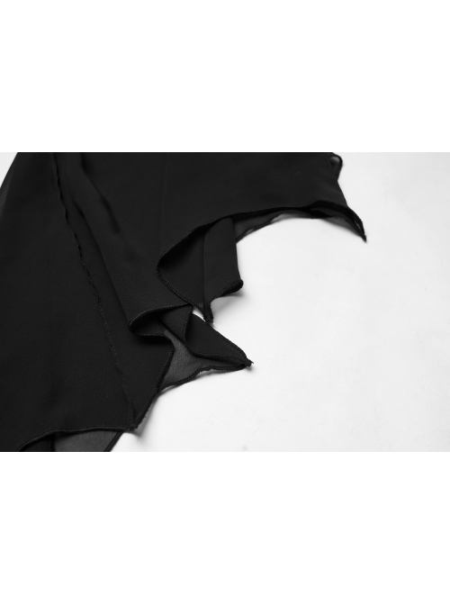Gothic Female Black High Waist Bat Sleeve Star Elastic Dress