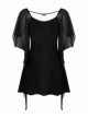 Gothic Female Black High Waist Bat Sleeve Star Elastic Dress