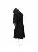 Gothic Female Black High Waist Bat Sleeve Star Elastic Dress