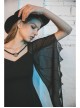 Gothic Female Black High Waist Bat Sleeve Star Elastic Dress
