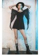 Gothic Female Black High Waist Bat Sleeve Star Elastic Dress