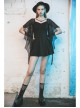 Gothic Female Black High Waist Bat Sleeve Star Elastic Dress