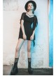 Gothic Female Black High Waist Bat Sleeve Star Elastic Dress
