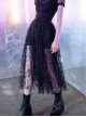 Steam Punk Female Black Casual Mesh Stitching Butterfly Long Skirt