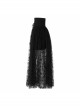 Steam Punk Female Black Casual Mesh Stitching Butterfly Long Skirt