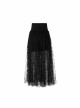 Steam Punk Female Black Casual Mesh Stitching Butterfly Long Skirt