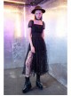 Steam Punk Female Black Casual Mesh Stitching Butterfly Long Skirt