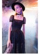 Steam Punk Female Black Casual Mesh Stitching Butterfly Long Skirt