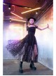 Steam Punk Female Black Casual Mesh Stitching Butterfly Long Skirt