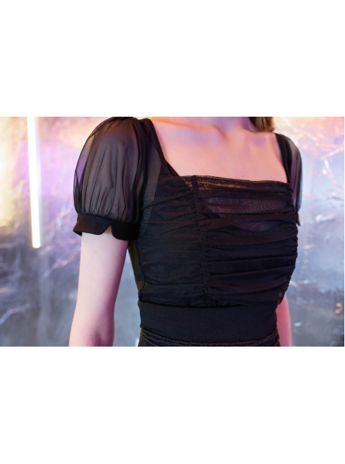 Steam Punk Female Black Casual Mesh Stitching Butterfly Long Skirt