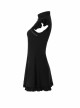 Steam Punk Female Black Lotus Leaf Hem Chinese Cheongsam Rose Dress