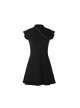 Steam Punk Female Black Lotus Leaf Hem Chinese Cheongsam Rose Dress