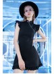 Steam Punk Female Black Lotus Leaf Hem Chinese Cheongsam Rose Dress