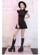 Steam Punk Female Black Lotus Leaf Hem Chinese Cheongsam Rose Dress