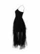 Steam Punk Female Black Rose Mesh Stitching Long Dress