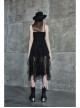 Steam Punk Female Black Rose Mesh Stitching Long Dress