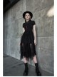 Steam Punk Female Black Rose Mesh Stitching Long Dress