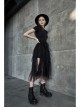 Steam Punk Female Black Rose Mesh Stitching Long Dress