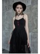 Steam Punk Female Black Rose Mesh Stitching Long Dress