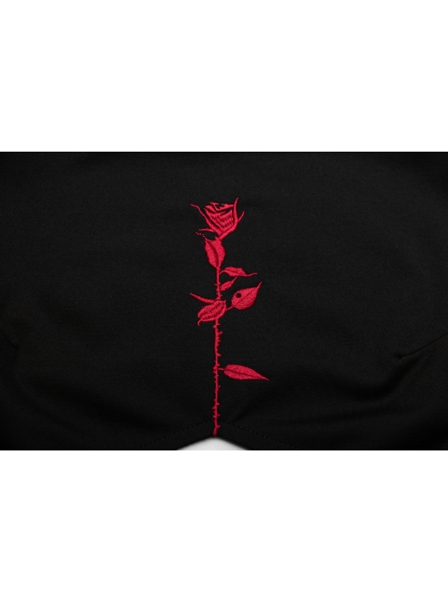 Steam Punk Female Black Rose Mesh Stitching Long Dress