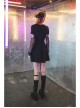 Steam Punk Female Black Hollow Moon Printed Dress With Mesh Gloves