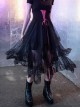 Steam Punk Female Black Mesh Stitching Pink Binding Long Skirt