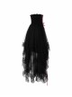 Steam Punk Female Black Mesh Stitching Pink Binding Long Skirt