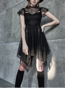 Steam Punk Female Black Lace Stitching Hollow Embroidered Dress