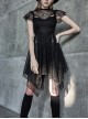 Steam Punk Female Black Lace Stitching Hollow Embroidered Dress