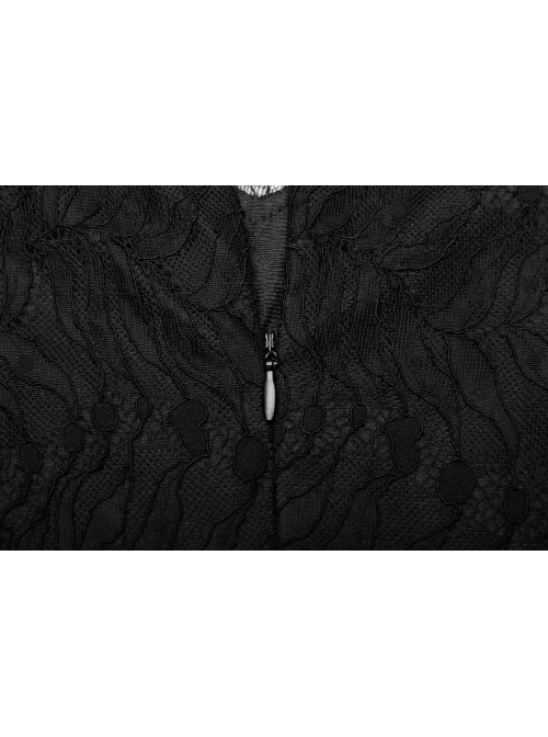 Steam Punk Female Black Lace Stitching Hollow Embroidered Dress