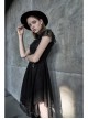 Steam Punk Female Black Lace Stitching Hollow Embroidered Dress
