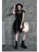 Steam Punk Female Black Lace Stitching Hollow Embroidered Dress