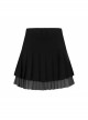Steam Punk Female Casual Black Grey Double Layers Pleated Skirt
