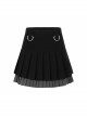 Steam Punk Female Casual Black Grey Double Layers Pleated Skirt