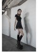 Steam Punk Female Casual Black Grey Double Layers Pleated Skirt