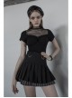 Steam Punk Female Casual Black Grey Double Layers Pleated Skirt