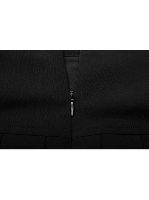 Steam Punk Female Casual Black Grey Double Layers Pleated Skirt