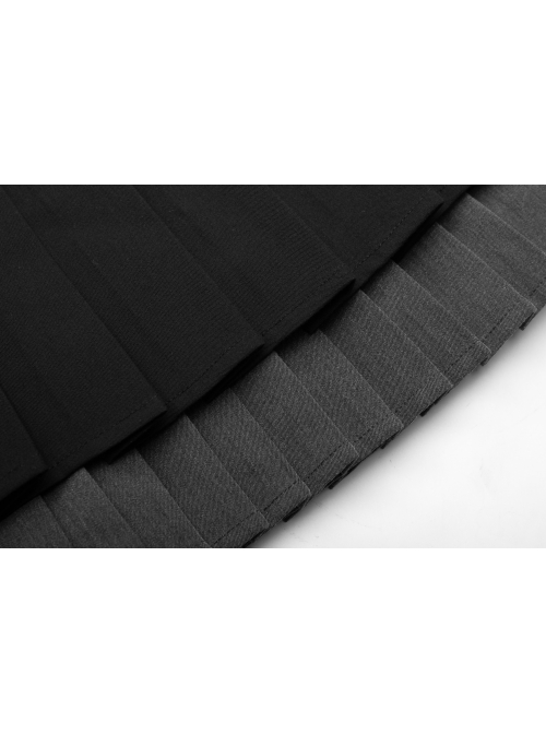 Steam Punk Female Casual Black Grey Double Layers Pleated Skirt