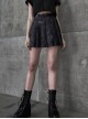 Steam Punk Female Casual Black Chinese Painting Decorated Pleated Skirt