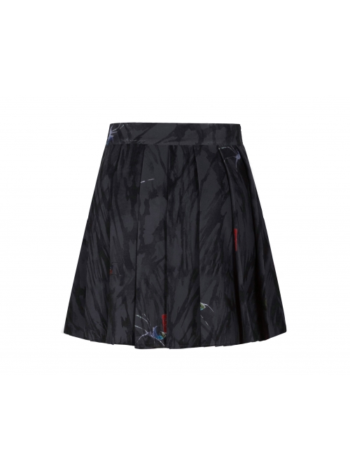 Steam Punk Female Casual Black Chinese Painting Decorated Pleated Skirt