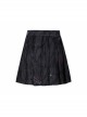 Steam Punk Female Casual Black Chinese Painting Decorated Pleated Skirt