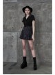 Steam Punk Female Casual Black Chinese Painting Decorated Pleated Skirt