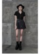 Steam Punk Female Casual Black Chinese Painting Decorated Pleated Skirt