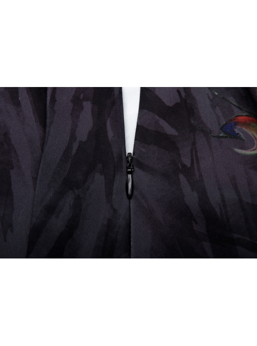 Steam Punk Female Casual Black Chinese Painting Decorated Pleated Skirt